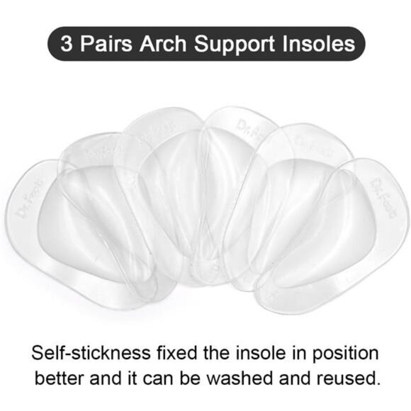 Arch Support Shoe Insoles for Flat Feet, Gel Arch Inserts - Picture 2 of 6